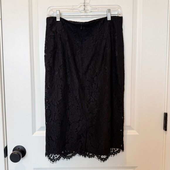 Banana Republic Womens Lace Midi Skirt Size 10 Workwear Minimalist Whimsigoth - Picture 3 of 8